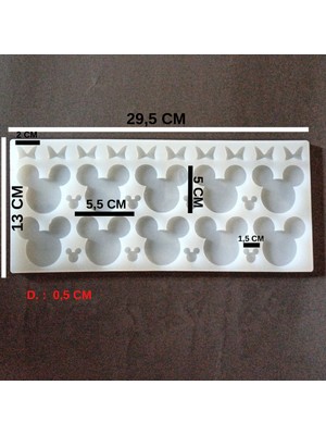 Hobiflex Epoksi Reçine Silikon Kalıp Çoklu Mickey Mouse Magnet ve Çok Amaçlı Silikon Kalıp Onlu HB20080