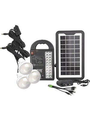 Melek Store  Powermaster GD-999 Güneş Panelli 3 Lambalı Powerbank Özellikli Çok Amaçlı Şarjlı Solar Aydınlatma