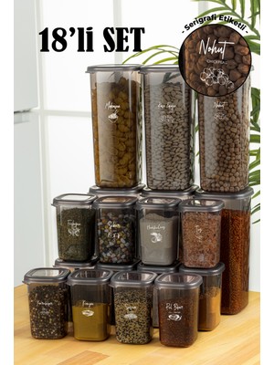 Vienev Beyaz Serigrafi Etiketli 18LI Peggy Kare Erzak ve Baharat Full Set 6x(1,75) 12X(0,45) Ant