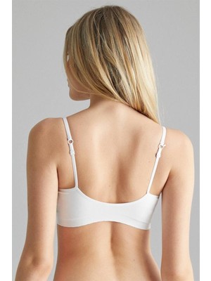 Emay Beyaz Pedli Ince Askılı Sütyen Korse