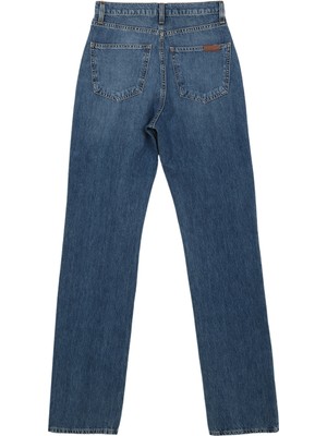 Denim Trip Yüksek Bel Düz Paça Slim Fit Indigo Kadın Denim Pantolon DTK335 Orta Indigo