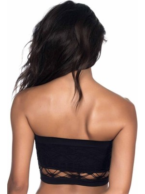 Emay Siyah Double Örgü Straplez Korse