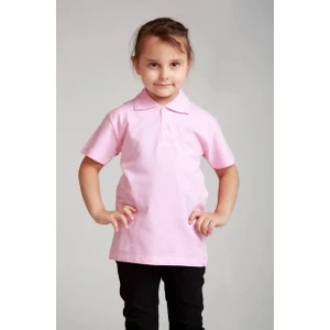 Nacar Çarşı Cocuk Polo Yaka Kısa Kol Pembe  Okul T-Shirt