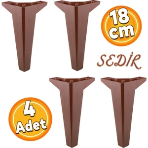 Sedir Lüks Mobilya Kanepe Sehpa Tv Ünitesi Konsol Koltuk Ayağı 18 cm Ahşap Desenli Kahverengi Ayakları 4 Adet