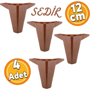 Sedir Lüks Mobilya Kanepe Sehpa Tv Ünitesi Koltuk Ayağı 12 cm Ahşap Desenli Baza Ayakları 4 Adet