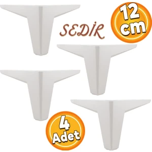 Sedir Lüks Mobilya Kanepe Sehpa Tv Ünitesi Koltuk Ayağı 12 cm Beyaz Baza Ayak 4 Adet