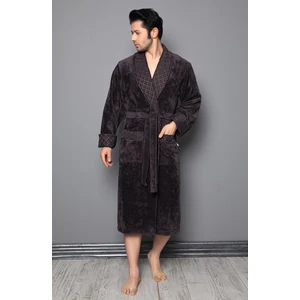 Uzun Şal Yaka Bambu Pamuklu Yaka Kapitone Erkek Bornoz
