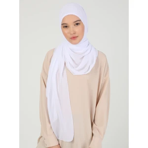 Hijablı Şifon Şal - Beyaz - Ecardin