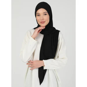 Ecardin Fermuarlı Viskon Hijab - Siyah - Ecardin
