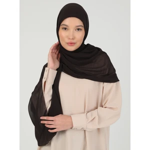 Hijablı Şifon Şal - Koyu Kahve - Ecardin