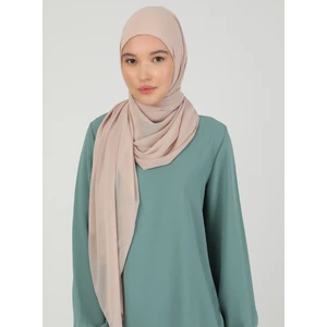 Hijablı Şifon Şal - Açık Bej - Ecardin