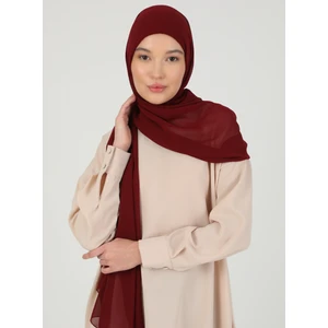 Hijablı Şifon Şal - Bordo - Ecardin