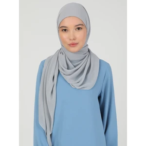 Hijablı Şifon Şal - Açık Gri - Ecardin
