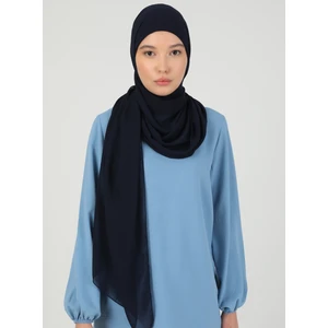 Hijablı Şifon Şal - Lacivert - Ecardin