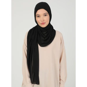 Hijablı Şifon Şal - Siyah - Ecardin