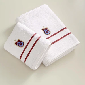 Lisanslı Trabzonspor Arma Pamuk 70X140 cm Banyo Havlusu Beyaz