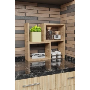 Furnature Design Tezgah Üstü Genişlik Ayarlı Modüler Puzzle Baharatlık Rafı Atlantik Çam