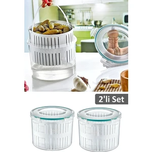 Meleni Home 2 Adet Turşuluk Süzgeçli Zeytin Turşu Saklama Kabı 2,5 Lt