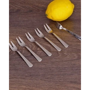 Paslanmaz Çelik Çizgi Desenli Limon Çatalı 6 Adet