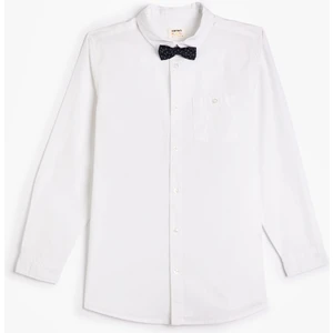 Okul Gömleği Papyon Detaylı Uzun Kollu Pamuklu Klasik Yaka