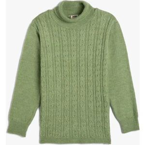 Balıkçı Yaka Kazak Saç Örgü Detaylı Uzun Kollu Yumuşak Dokulu