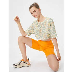 Spor Crop Tişört File Kısa Kollu Bisiklet Yaka