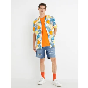 Yırtık Kot Şort Bermuda Düğmeli Cep Detaylı