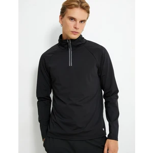 Spor Sweatshirt Dik Yaka Fermuarlı Uzun Kollu