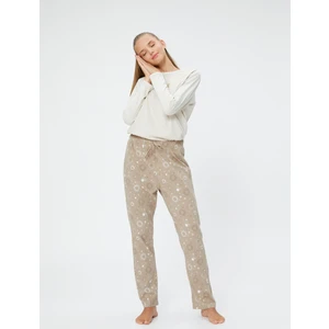 Uzun Kollu Pijama Takımı Baskılı Desenli Bisiklet Yaka