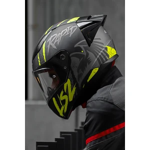 Rapıd Race Raven Mat Siyah-Gri-Neon Sarı Kask C0