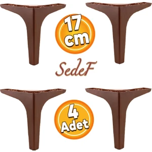 Sedef Lüks Mobilya Kanepe Tv Ünitesi Koltuk Ayağı 17 Cm Ahşap Deseni Kahverengi Ayakları 4 Adet