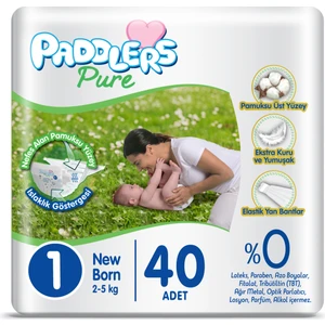 Pure Bebek Bezi  1 Numara Yenidoğan 40 Adet (2-5 kg) Eko Paket