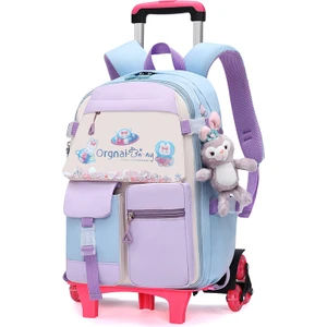 Yeni Ilkokul Öğrenci Arabası Çantası Kız Büyük Kapasiteli Öğrenci Arabası Çantası 2-6 Sınıf Okul Çantası Merdiven Tırmanma Tekerleği (Yurt Dışından)