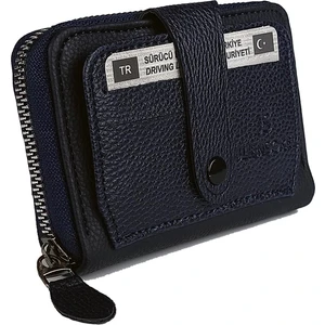 BN85 Suni Deri Erkek Cüzdan Fermuarlı 17 Kartlık Kağıt Para Bölmeli