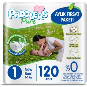 Pure Bebek Bezi 1 Numara Yenidoğan 120 Adet (2-5 kg) Aylık Fırsat Paketi