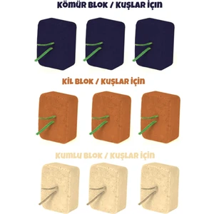 Kuşlar Için Kil / Kömür / Kuş Kumu Blokları Sağlık ve Vitamin Seti 9 Adet