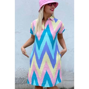 Mia Butik Kadın Rengarenk Omuzları Drapeli Elbise