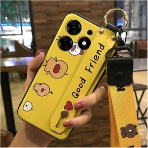 Shin-Wo Tecno Spark 10 Pro Için Telefon Kılıfı Bileklik + Kordon + Stand Sevimli Moda Darbeye Dayanıklı Tampon Silikon Kapak (Yurt Dışından)