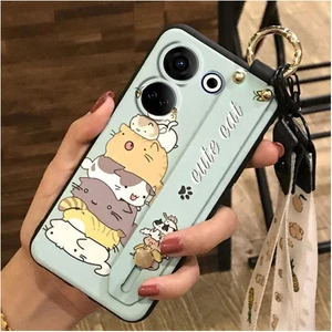 Shin-Wo Tecno Camon 20 Pro 4g Için Telefon Kılıfı Bileklik + Kordon + Stand Sevimli Moda Darbeye Dayanıklı Tampon Silikon Kapak (Yurt Dışından)