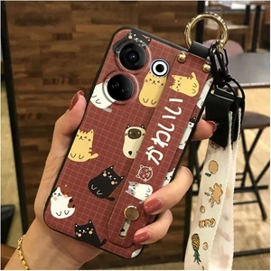 Shin-Wo Tecno Camon 20 Pro 4g Için Telefon Kılıfı Bileklik + Kordon + Stand Sevimli Moda Darbeye Dayanıklı Tampon Silikon Kapak (Yurt Dışından)