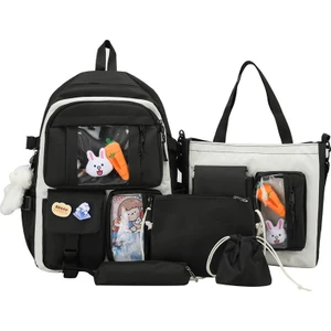 Lise Beş Parça 2 Rastgele Rozetli Sırt Çantası Seti (Yurt Dışından)