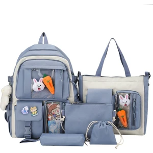 Lise Beş Parça 2 Rastgele Rozetli Sırt Çantası Seti (Yurt Dışından)