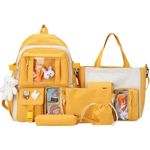 Lise Beş Parça 2 Rastgele Rozetli Sırt Çantası Seti (Yurt Dışından)