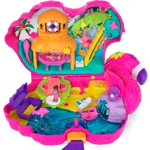 Polly Pocket Flamingo Partisi Büyük Kompakt Oyun Seti, 26 Sürpriz (Mini Margot Ve Arkadaş Bebekler Dahil), Tropik Temalı Parti Oyun Alanları, 4 Yaş Ve Üzeri Hgc41