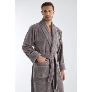 Yaka Fitilli Bambu Cotton Erkek Bornozu