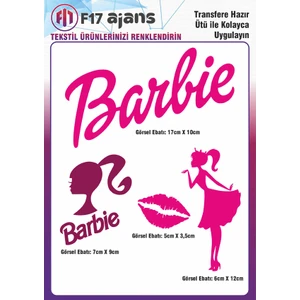 Ütü ile Yapışan Tekstil Dtf Transfer Baskı Barbie