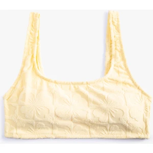 Çiçek Dokulu Bikini Üstü Kare Yaka Askılı