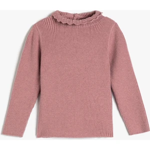 Basic Sweatshirt Dik İşlemeli Yaka Arkadan Düğmeli Uzun Kollu