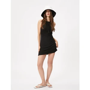 Mini Elbise Bodycon Kolsuz Halter Yaka Dar Kesim