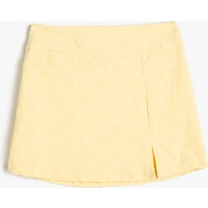 Mini Etek Çiçek Dokulu Yırtmaç Detaylı